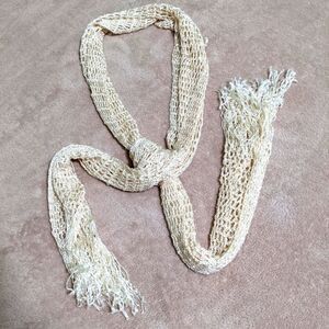 Vintage 80's Open Weave Off White Silky Knit Scarf